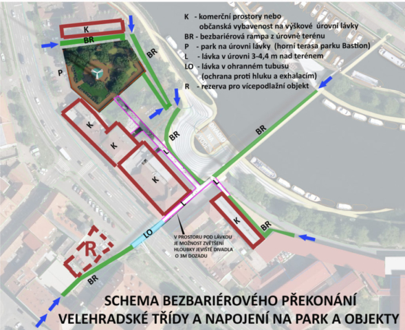 bezbariérové překonání Velehradské třídy v Uherském Hradišti (dočasné řešení do doby výstavby obchvatu)